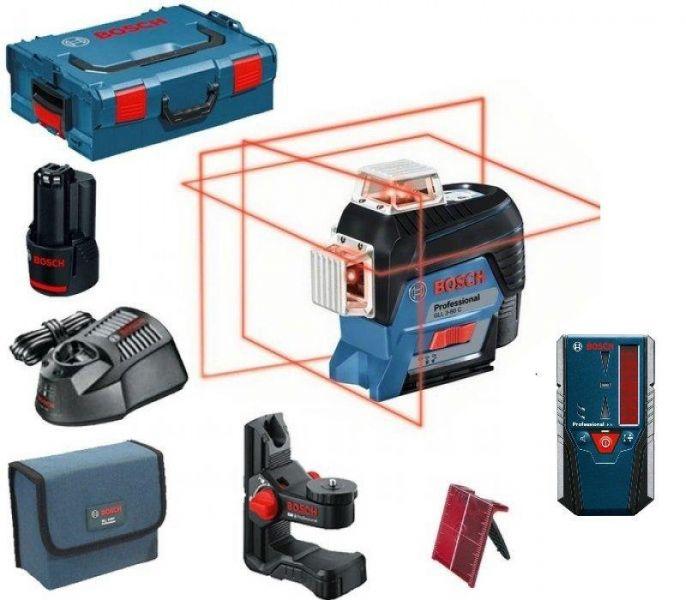 Лазерний нівелір Bosch GLL 3-80 C Professional (30 м, з приймачем — 120 м) (0601063R05)