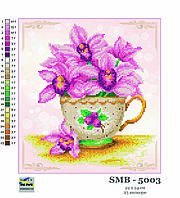 Орхідея в чашці. SMB-5003. Розмір 22*24 см