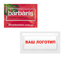 Серветка волога з логотипом Вашої компанії в індивідуальній фольгованый упаковці розмір саше 6х8см, фото 3