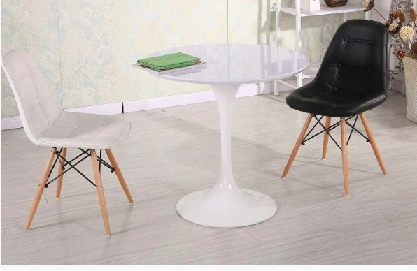 Дизайнерский стол круглый диаметром 60 см_белый на ножке