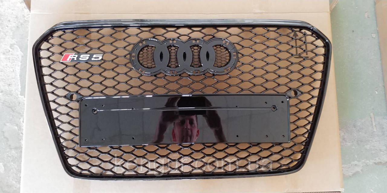Решітка радіатора, стиль RS5 (чорна окантовка, чорна сітка) Audi A5 2012-2016