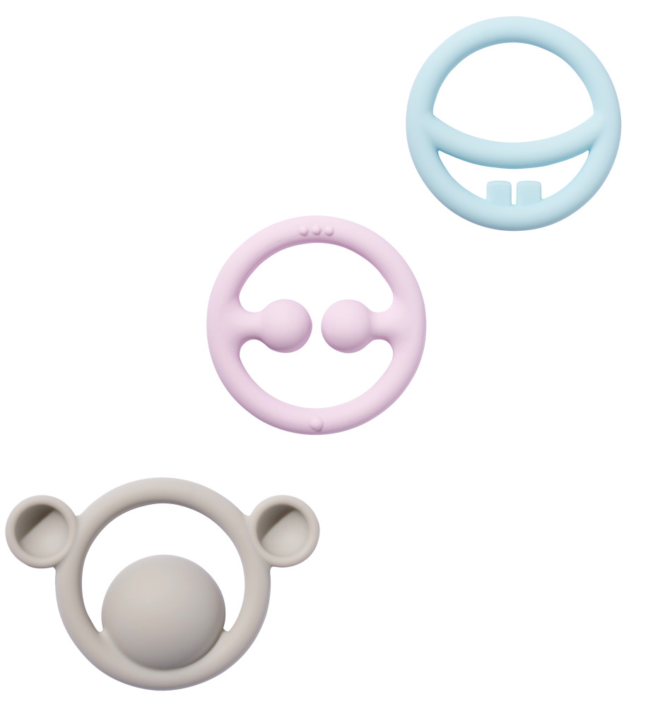 Moluk — Іграшка-прорізувач Nigi+Nagi+Nogi (пастельні кольори, 3 шт.)