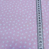 Тканина з дрібними білими сердечками на рожевому тлі, ширина 160 см, фото 3