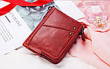 Гаманець портмоне шкіряний жіночий. Гаманець із натуральної шкіри (червоний), фото 3