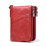 Гаманець портмоне шкіряний жіночий. Гаманець із натуральної шкіри (червоний), фото 2