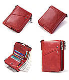 Гаманець портмоне шкіряний жіночий. Гаманець із натуральної шкіри (червоний), фото 4