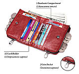 Гаманець портмоне шкіряний жіночий. Гаманець із натуральної шкіри (червоний), фото 6