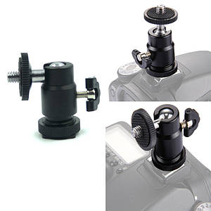 Кульова головка на камеру з холодним башмаком і гвинтом 1/4 дюйма / Штативна головка, кріплення на штатив