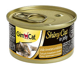 Консерви Gimpet Shiny Cat для кішок, з тунцем, креветками та солодом, 70 г