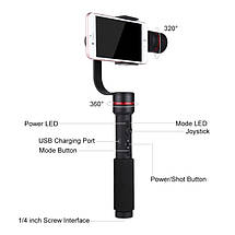 Тривісний стабілізатор для телефона PULUZ PU303 Handled Gimbal, фото 4