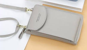 Сумка для телефону Baellerry forever через плече Сірий, жіночий клатч-гаманець