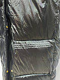 Пальто куртка жіноча зимова, чорна з флуоресцентними вставками, фото 8