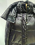 Пальто куртка жіноча зимова, чорна з флуоресцентними вставками, фото 3