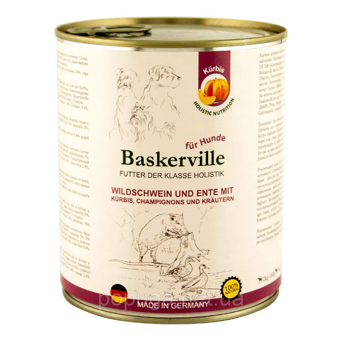 Baskerville Holistic Кабан і качка з гарбузом і зеленню консерви для собак, 800 г