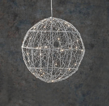 Куля декоративна срібна, 25 см, 30 led "Luca Lighting", фото 1