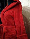 Халат махровий довга з капюшоном "червоний", фото 2