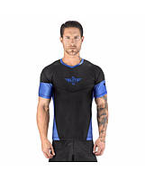 Рашгард для бжж ELITE SPORTS HONEY COMB SUBLIMATION BLACK/BLUE SHORT SLEEVE BRAZILIAN JIU JITSU BJJ RASH GUARD