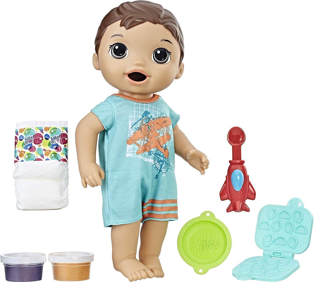 Baby Alive Інтерактивна лялька пупс супер перекус хлопчик Люк брюнет Super Snacks Snackin