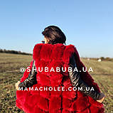 Жилетка жіноча з еко-хутра та шкірозамінника 76 см Гранат, фото 7