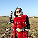 Жилетка жіноча з еко-хутра та шкірозамінника 76 см Гранат, фото 6