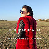 Жилетка жіноча з еко-хутра та шкірозамінника 76 см Гранат, фото 2