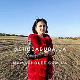 Жилетка жіноча з еко-хутра та шкірозамінника 76 см Гранат, фото 4