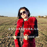 Жилетка жіноча з еко-хутра та шкірозамінника 76 см Гранат, фото 3