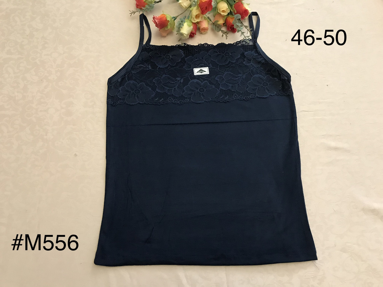 Майка на бретельках верх мереживний