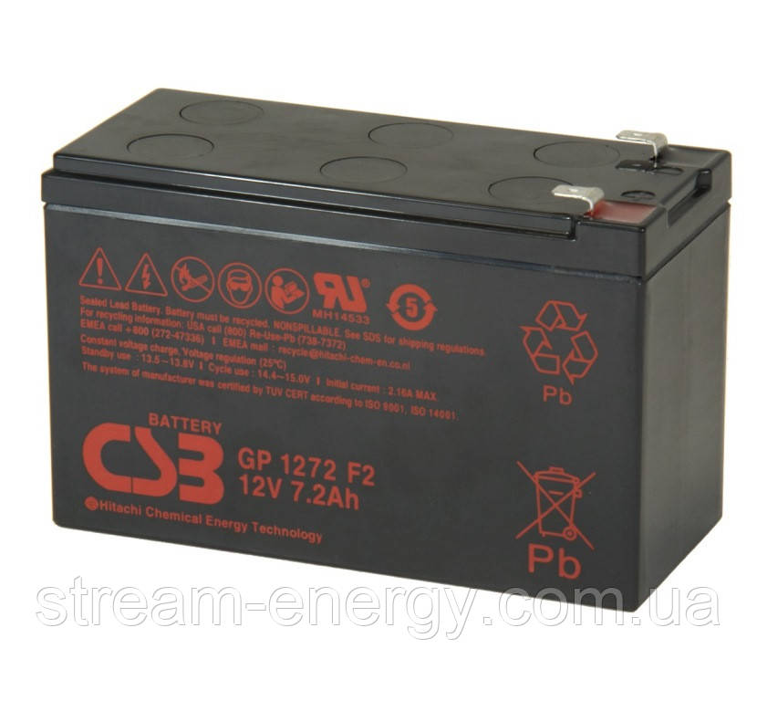 Акумуляторна батарея CSB 12В - 7,2 Ач) GP1272F2, фото 1