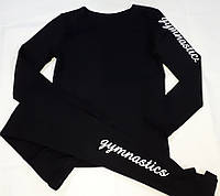 Костюм для гимнастики. Лонслив и  лосины для гимнастики с отверстием для пятки из хб трикотажа