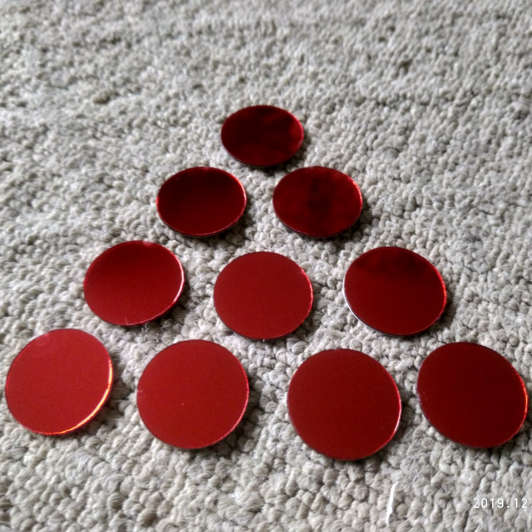Дзеркальні червоні наклейки кола набір 100шт (діаметр 2см) пластикові