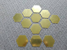 Дзеркальні наклейки стільники мозайка кубики шестигранні 8*7 см пластикові, 12 шт. набір