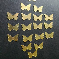 Акрилові наклейки на стіну Метелики дзеркальні золоті 100шт набір 2 х 3 см Б251