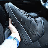 Чоловічі зимові кросівки Nike Air Force 1 High "Black" чорні з хутром (топ ААА+), фото 7