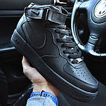 Чоловічі зимові кросівки Nike Air Force 1 High "Black" чорні з хутром (топ ААА+), фото 2