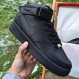 Чоловічі зимові кросівки Nike Air Force 1 High "Black" чорні з хутром (топ ААА+), фото 8