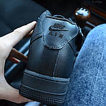 Чоловічі зимові кросівки Nike Air Force 1 High "Black" чорні з хутром (топ ААА+), фото 9