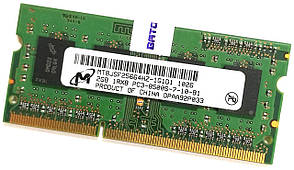 Оперативна пам'ять для ноутбука Micron SODIMM DDR3 2Gb 1066MHz 8500S 1R8 CL7 (MT8JSF25664HZ-1G1D1) Б/В