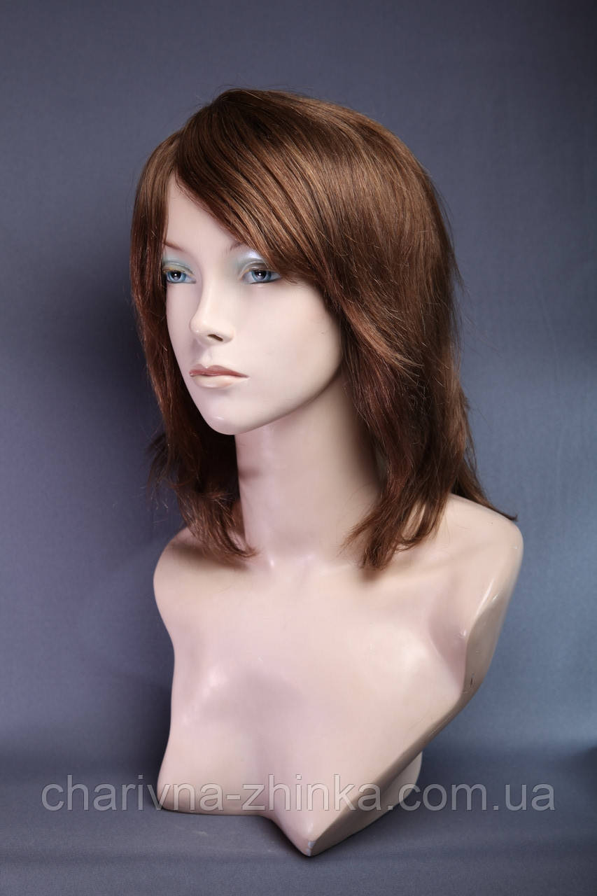 Женский парик средней длины каскад Diamond из натуральных волос с моно-макушкой русый - фото 2 - id-p1084244397