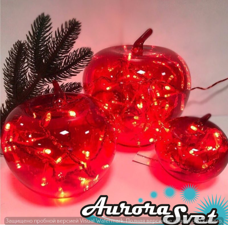 Декор світловий "Червоні Яблука" Світлодіодна гірлянда. Гірлянда LED. Виробництво Франція.