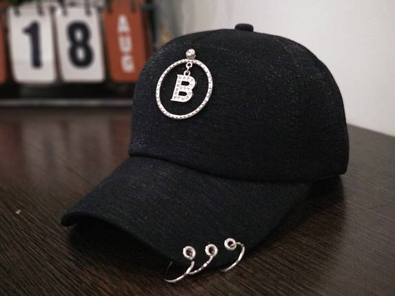 Кепка бейсболка з кільцями "B" (чорна), фото 1