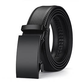 Ремінь чоловічий класичний шкіряний з пряжкою автомат. Пояс з натуральної шкіри (чорний)