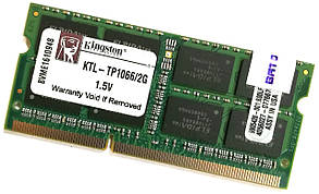 Оперативна пам'ять для ноутбука Kingston SODIMM DDR3 2Gb 1066MHz 8500s 2R8 CL7 (KTL-TP1066/2G) Б/В
