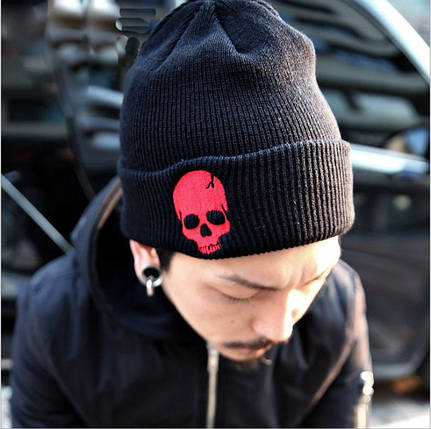 Шапка Skull Червоний Череп Чорна, фото 1