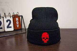 Шапка Skull Червоний Череп Чорна, фото 2
