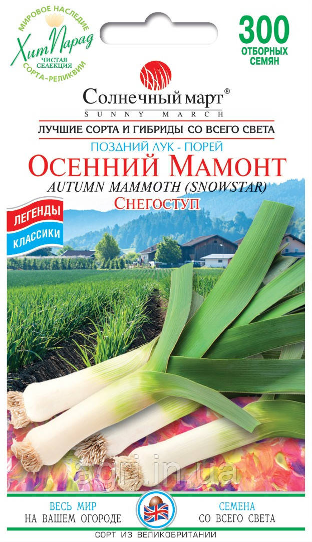 Цибуля порей Осінній Мамонт, 300шт.