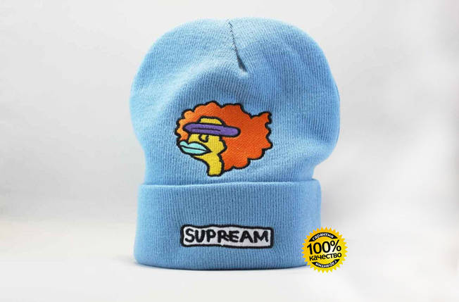 Стильна шапка Supreme/Суприм (унісекс) / Блакитна, фото 4