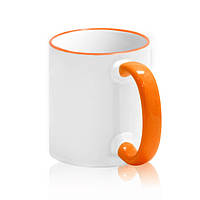 Чашка для сублимации цветной ободок и ручка 330 мл. (оранжевый)