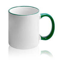 Чашка для сублимации цветной ободок и ручка 330 мл. (зеленый)