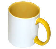 Чашка сублимационная Желтая 330 мл(цветная внутри и цветная ручка)